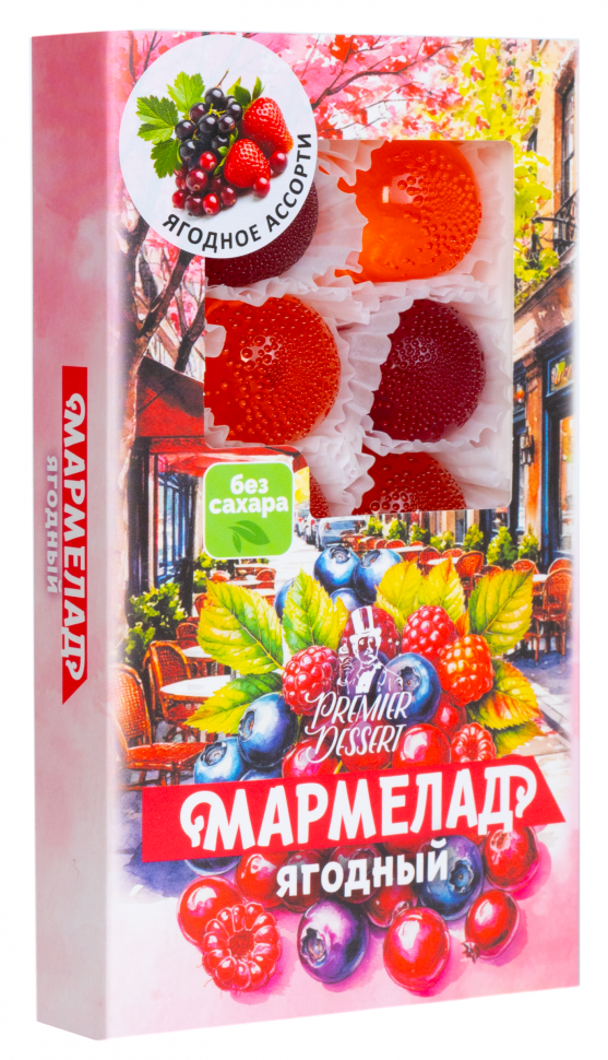  Мармелад Премиум Десерт ЯГОДНЫЙ (клюква, смородина,клубника) 200г в Кизляре